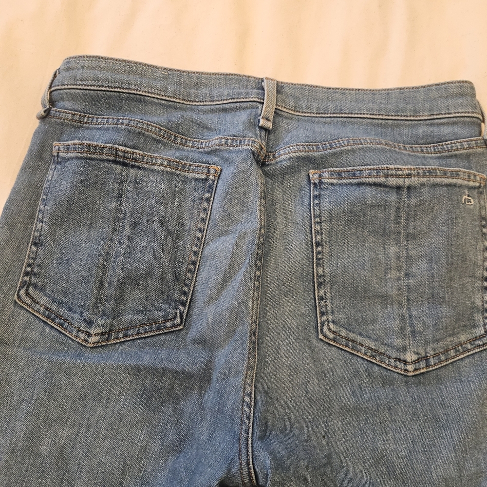 Rag & Bone Cate Mid Rise Ankle Skinny Jeans Blue Distressed Zip Women's Size 31 - Picture 7 of 10